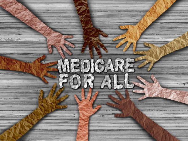Medicare insurance for all national health government social policy concept as a political issues in a 3D illustration style